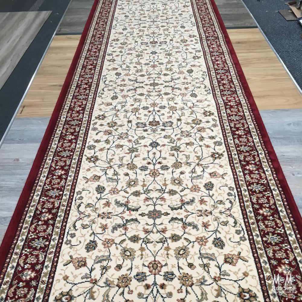 Da Vinci Cream Red Runner 80 cm wide | $115 per metre