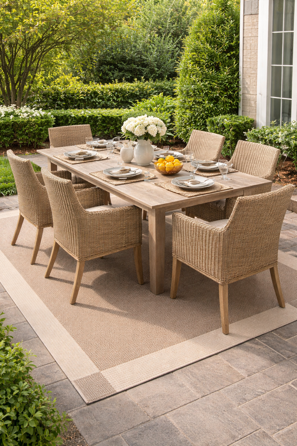 Black polypropylene Verandah straw from Belgium, featuring a textured woven design suitable for outdoor decor.