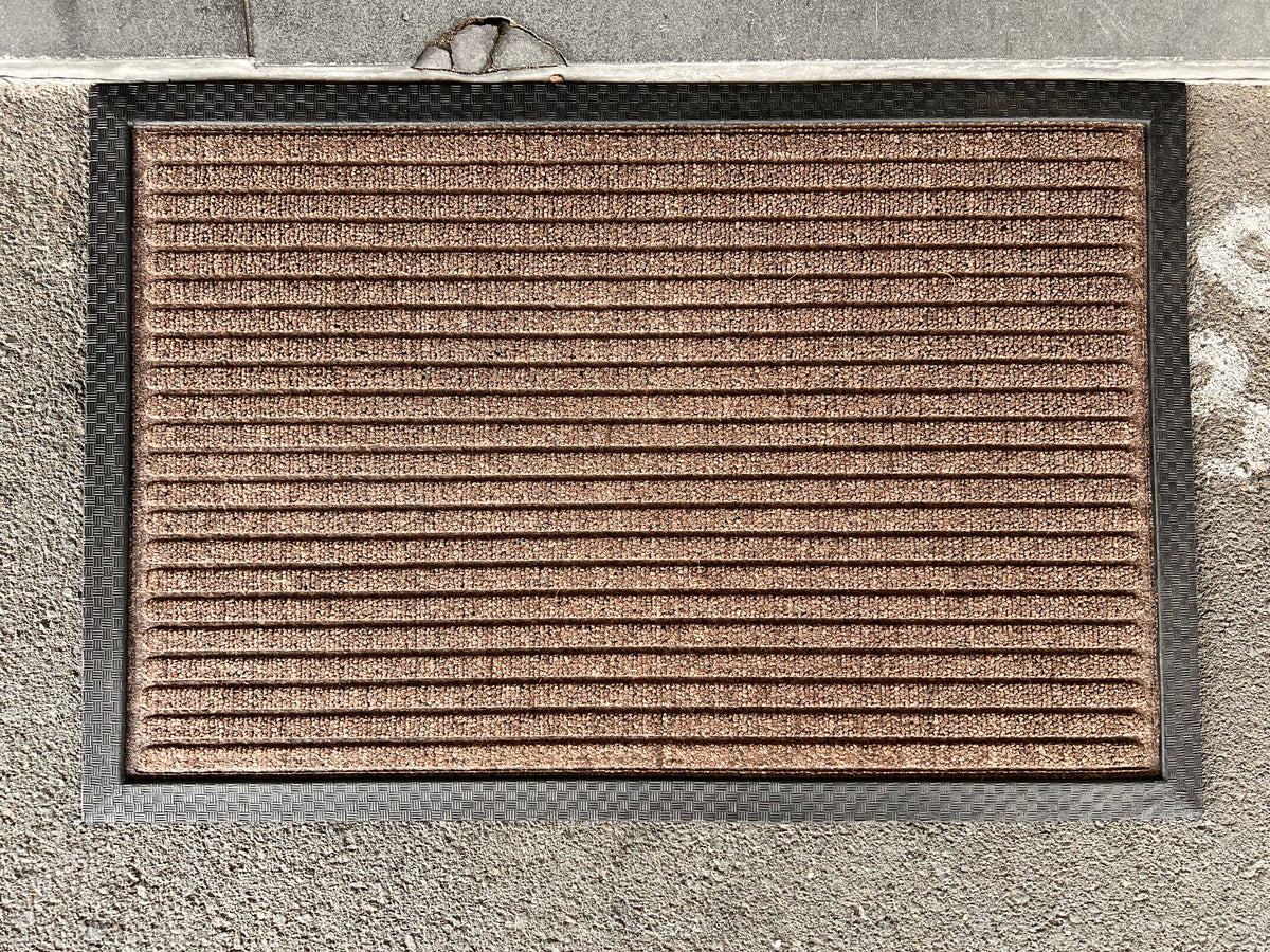 Brown Doorkeeper doormat made of coir and rubber by India, ideal for outdoor entryways and durable door decor.
