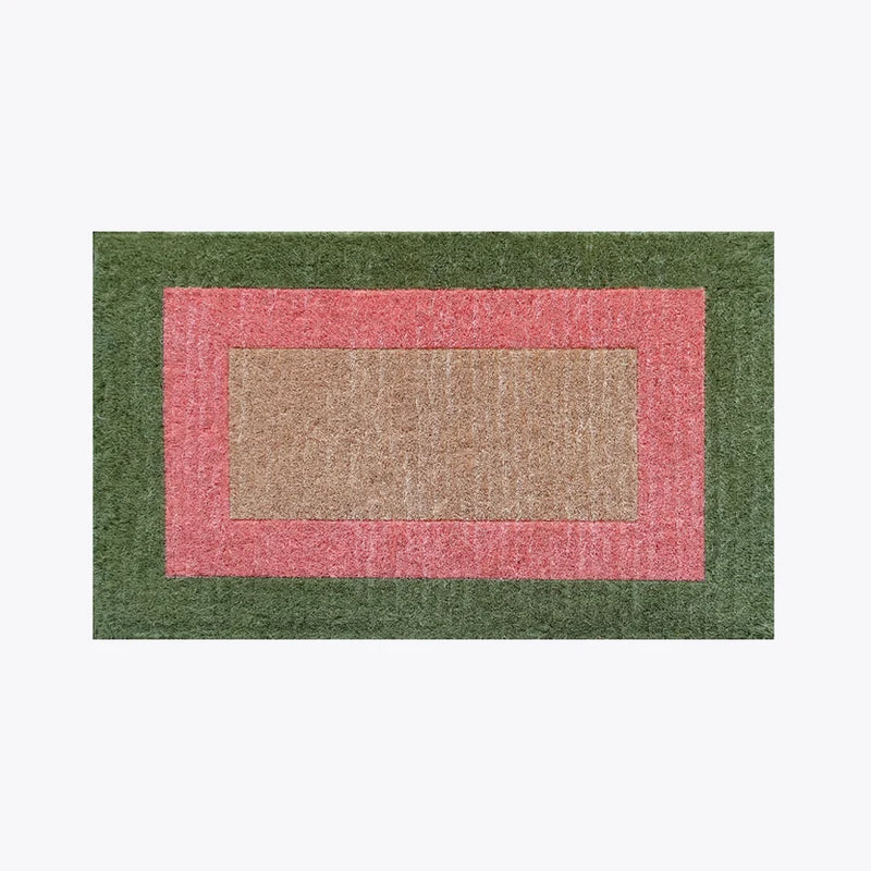Doormat Green and Pink Border Pattern-zoom-