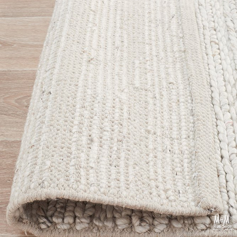 Close-up of Harvest Ivory wool and viscose fabric showing soft, textured fibers in a natural ivory color.