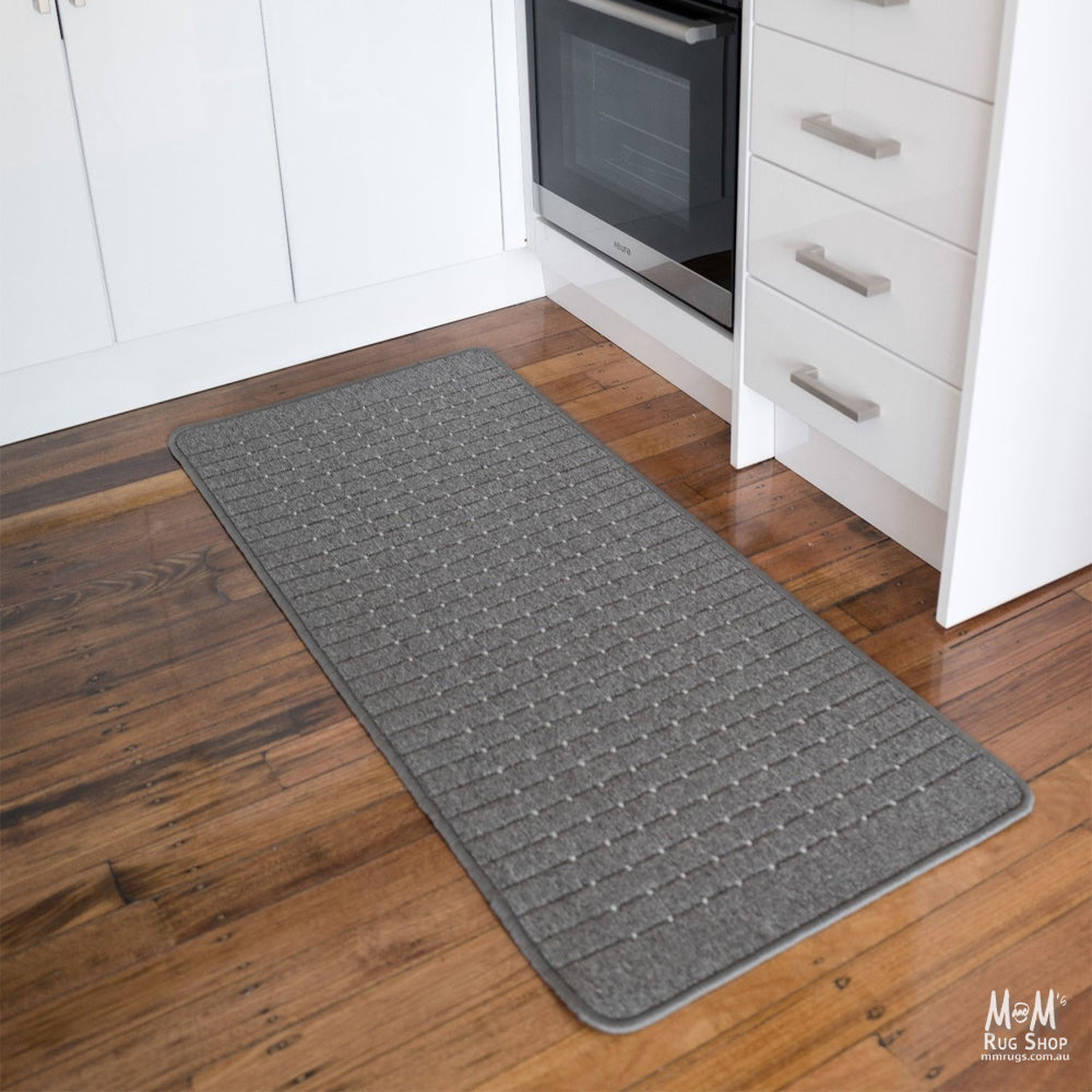 Jazz Grey White Rubber Backed Mats-1