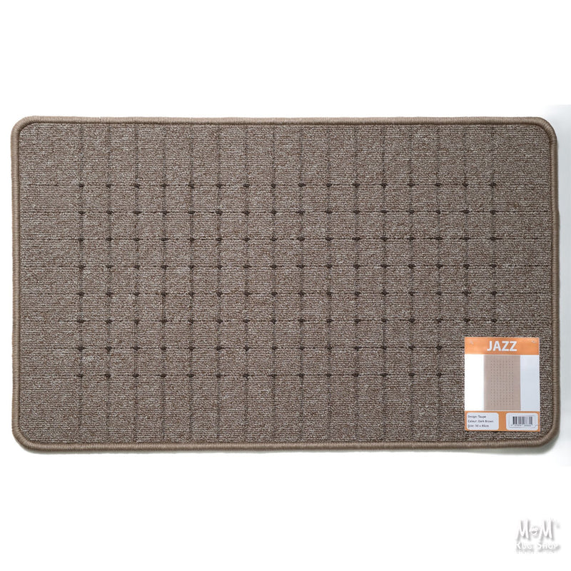 Jazz Taupe Dark Brown Rubber Backed Mats-zoom-