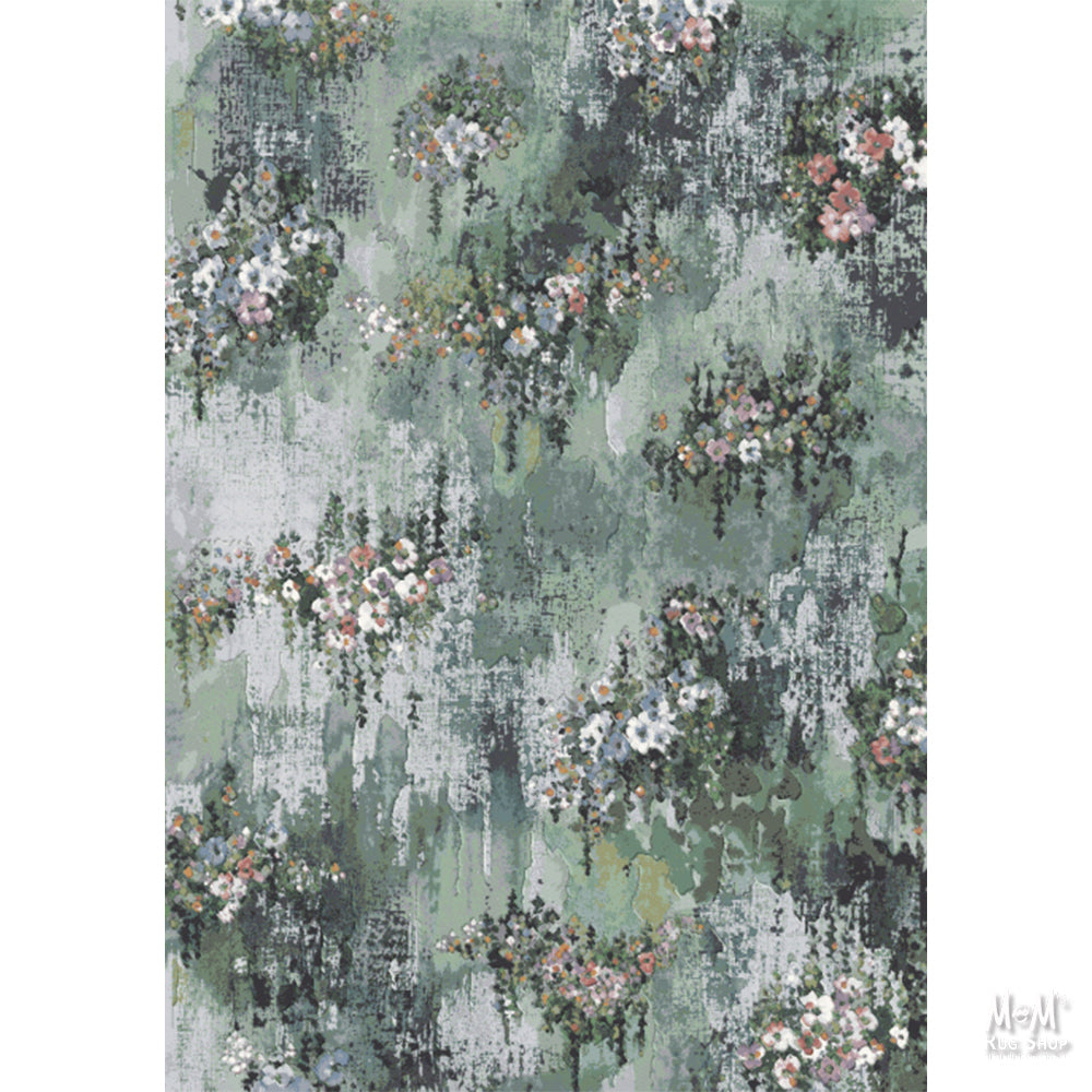 Belgium Kensington Poppy heat set polypropylene rug with vibrant floral design, showcasing colorful poppies and intricate patterns.
