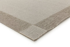 Belgium Verandah Cream Grey polypropylene rug with intricate pattern, showcasing soft cream and grey tones in a detailed design.
