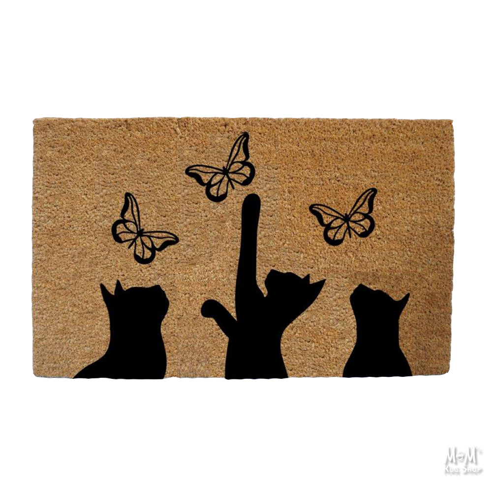 Doormat PVC Coir Kitten Butterfly-1