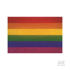 Colorful PVC coir rainbow doormat in various sizes from M and M's Rug Shop, featuring vibrant rainbow design and textured surface.