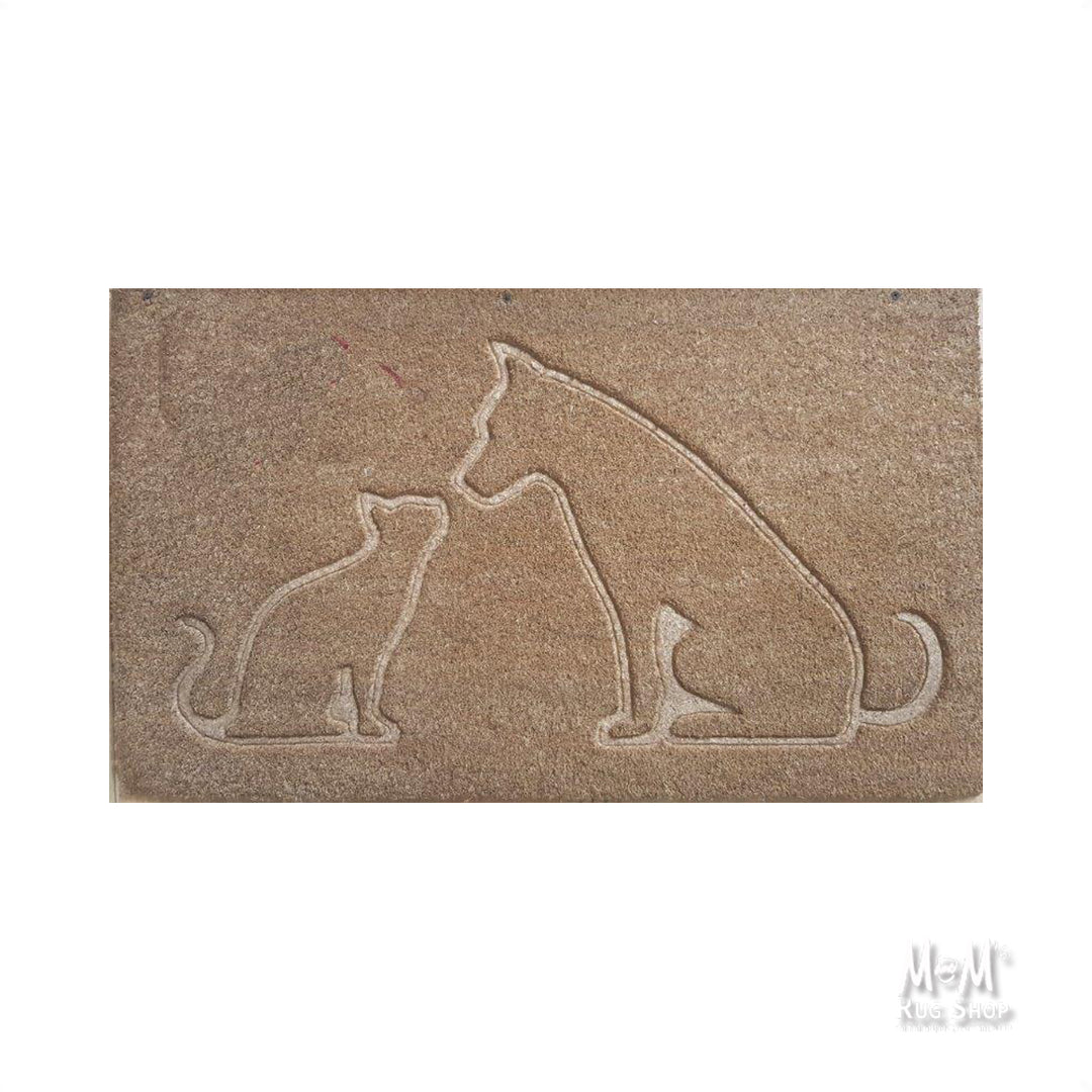 Doormat PVC Coir Cat & Dog Carved