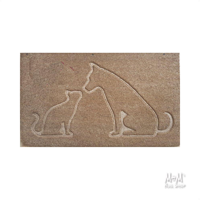 Doormat PVC Coir Cat & Dog Carved-zoom-