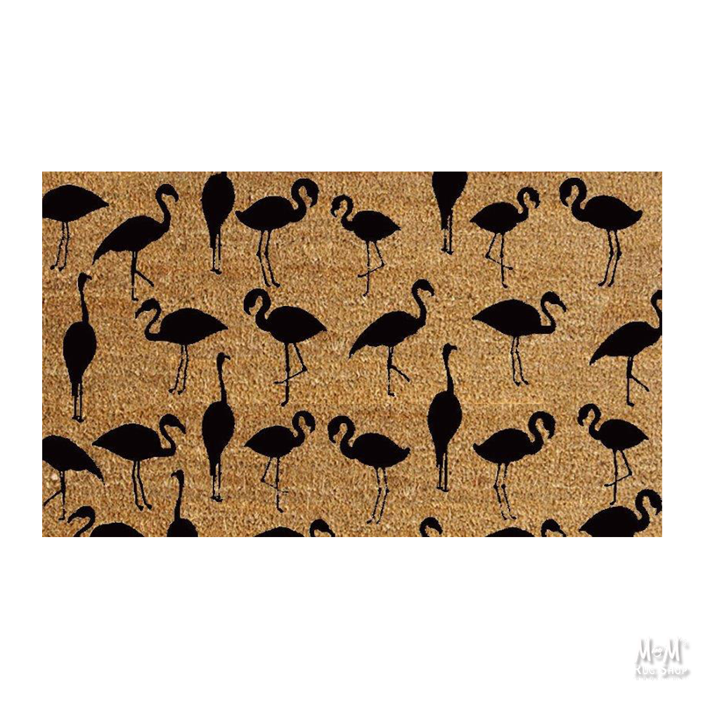 Doormat PVC Coir Lots of Flamingos