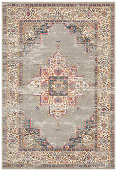 Grey Babylon 211 heat set polypropylene rug by Turkey, showcasing a textured grey surface and intricate pattern detail.