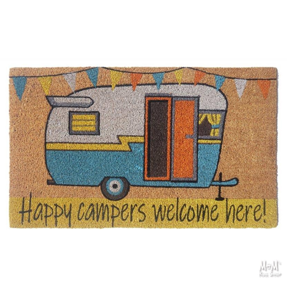 Doormat PVC Coir Happy Camper