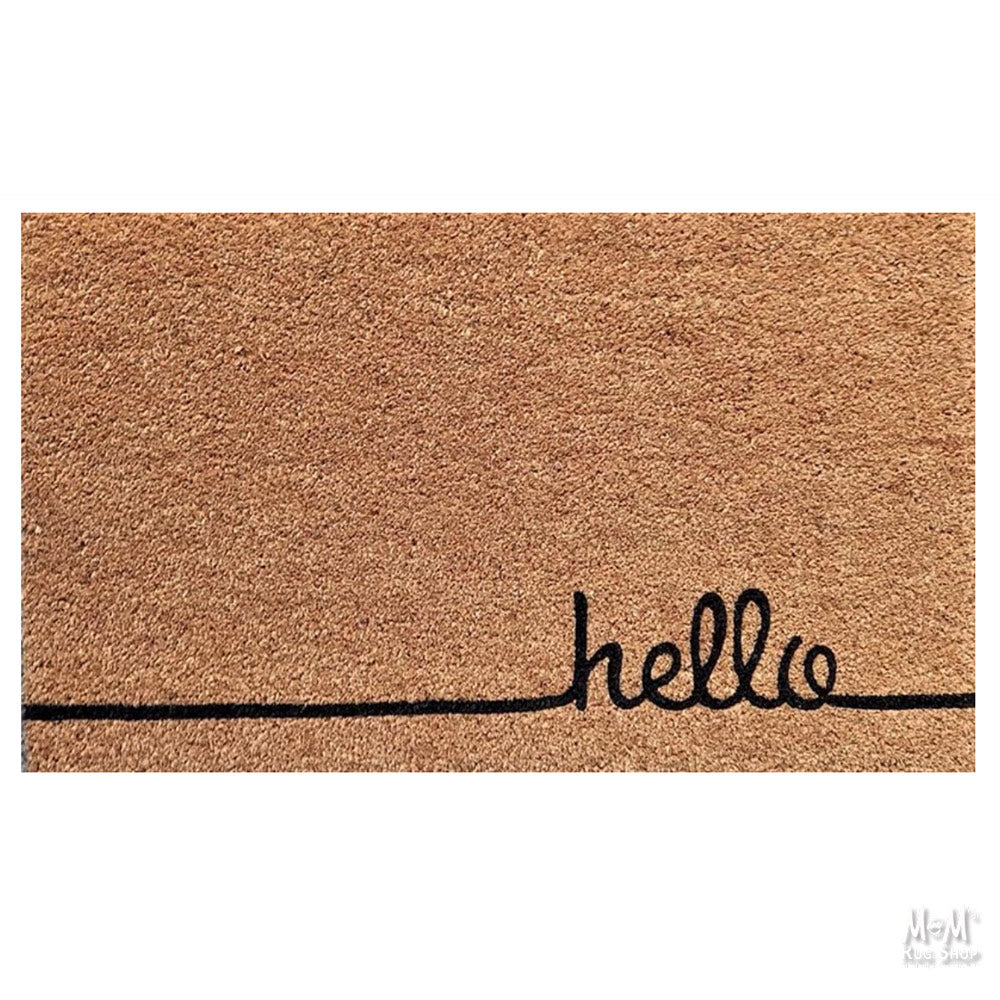 Doormat PVC Coir Natural Hello