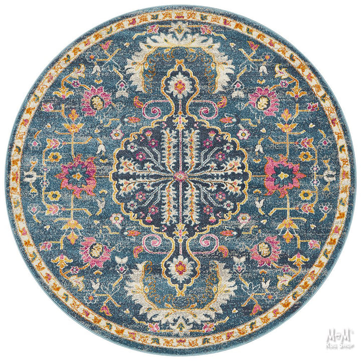 Babylon 209 Navy Round Rug