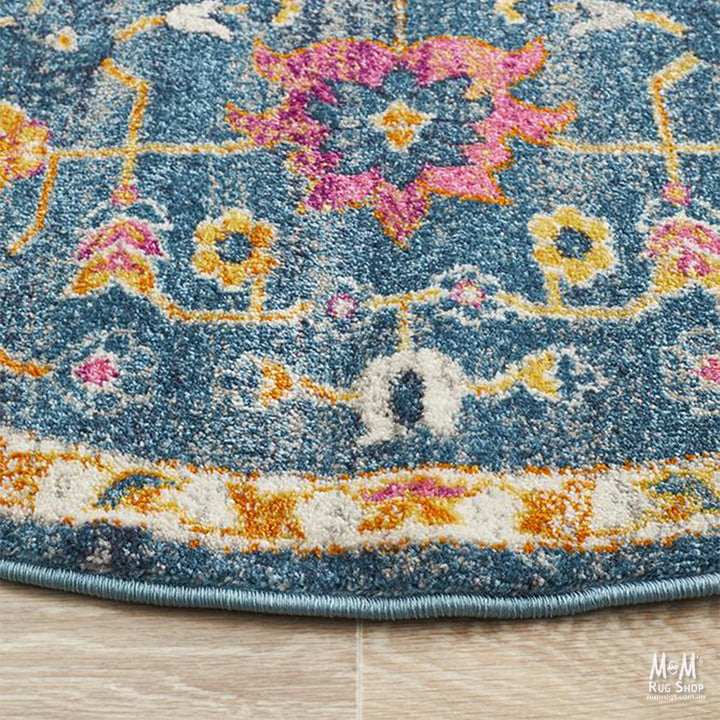 Babylon 209 Navy Round Rug