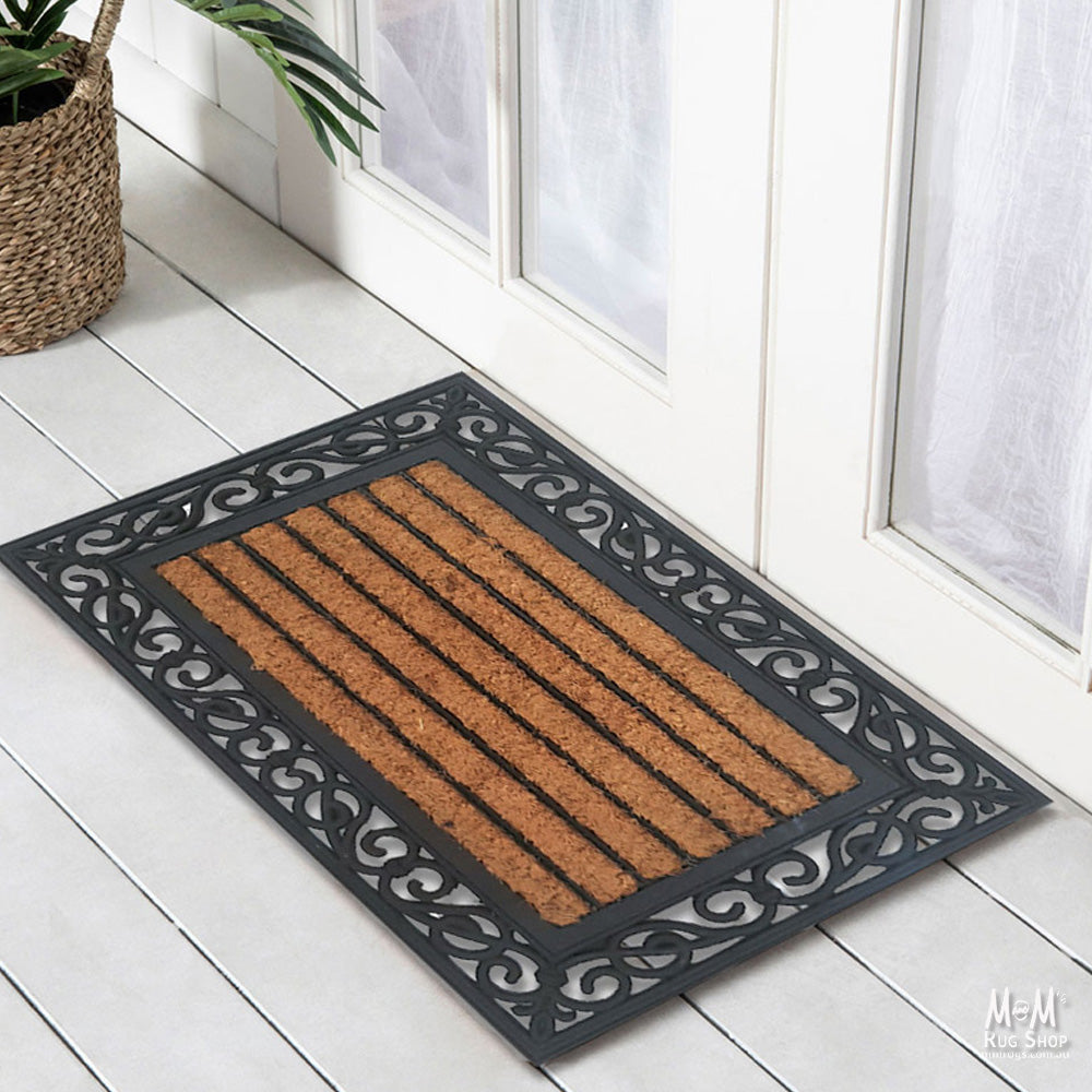 Doormat Rubber & Coir Ribbed 40 x 60 cm-1