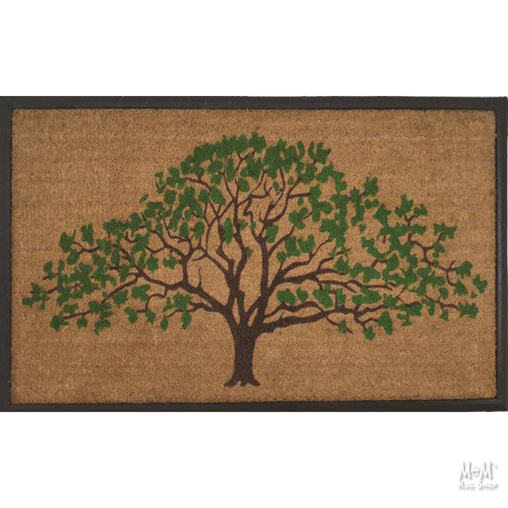 Doormat Rubber & Coir Tree Green Small Leaf