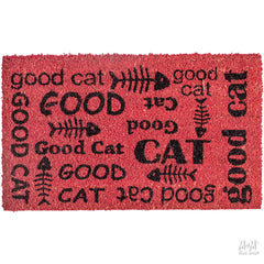 PVC coir doormat with "Good Cat" and "Good Dog" words, available in various sizes, from M and M's Rug Shop.