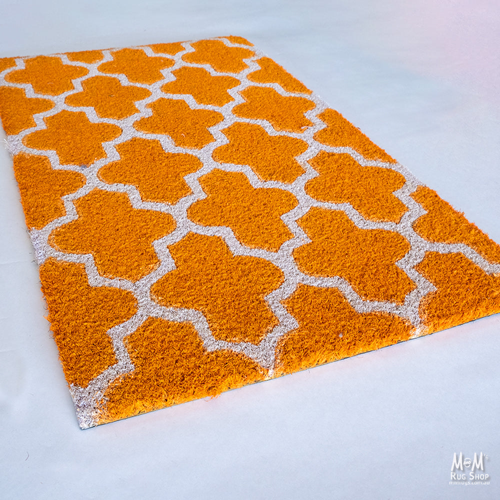 Doormat PVC Coir Orange Tile
