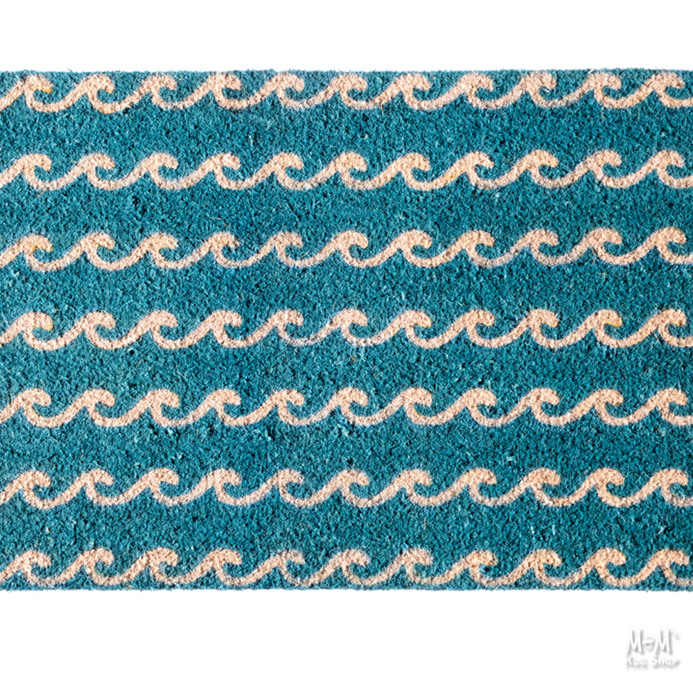 Doormat PVC Coir Blue Waves