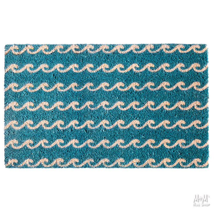 Doormat PVC Coir Blue Waves