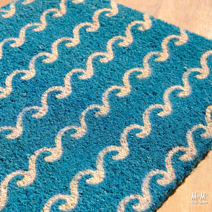 Doormat PVC Coir Blue Waves