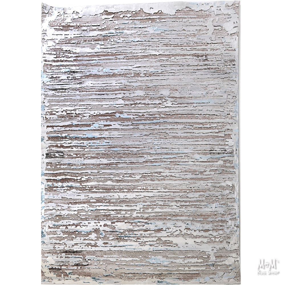 Turkey France Silver polyester rug with intricate silver and gray pattern, showcasing elegant design and plush texture.