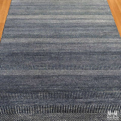 Hamilton Deep Dark Blue Pure Wool Rug by India, showcasing a rich blue woven pattern with intricate details.