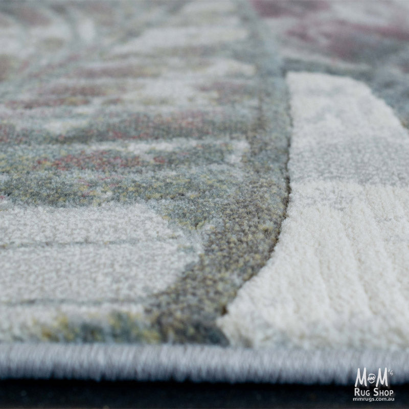 Belgium Kensington Botanic heat set polypropylene rug with intricate floral pattern and vibrant colors, showcasing detailed design.