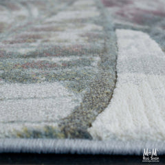 Belgium Kensington Botanic heat set polypropylene rug with intricate floral pattern and vibrant colors, showcasing detailed design.