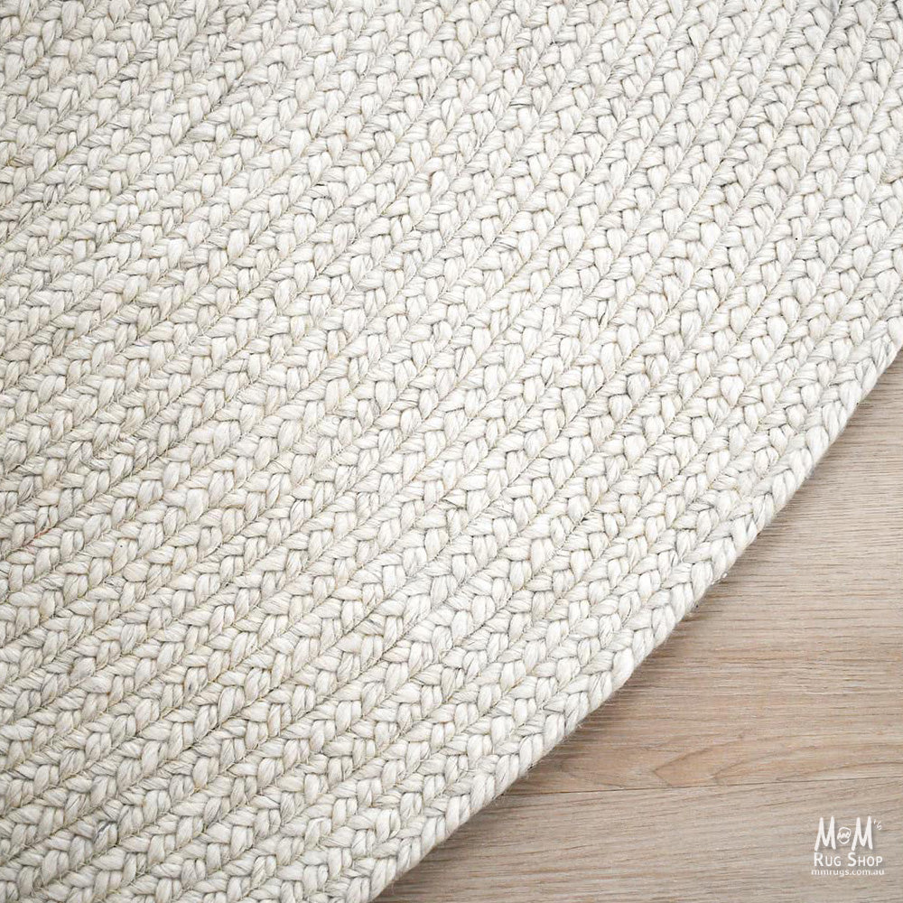 India Paddington Snow wool and viscose rug showing a soft, textured white and gray patterned design on a neutral background.