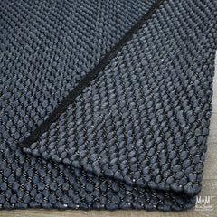 India Palmas Midnight Blue pure wool rug with intricate patterns and rich blue tones, showcasing traditional craftsmanship.
