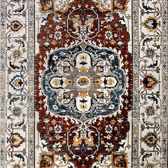 Persia Rust polyester rug from Turkey with intricate rust-colored patterns and traditional Persian design.