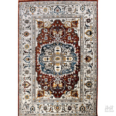 Persia Rust polyester rug from Turkey featuring intricate traditional Persian patterns in warm rust tones.