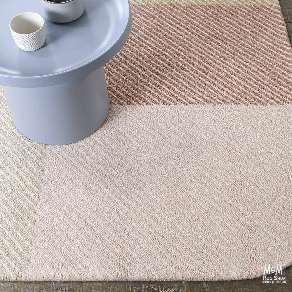 India Pinstripe Blossom pure wool rug featuring a pinstripe pattern and floral design, showcasing intricate craftsmanship and soft texture.