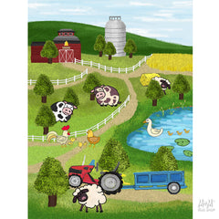 Colorful printed polyester farmyard play pad with foam backing, ideal for children's play areas, by China.