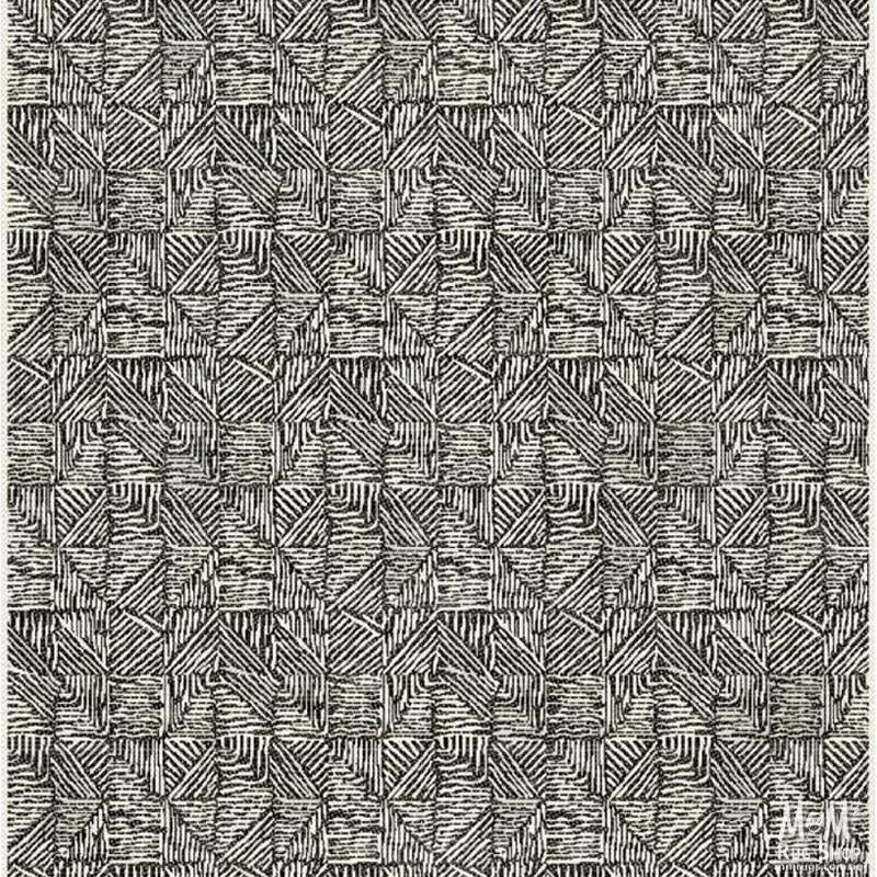 Belgium Prisma Triline Charcoal polypropylene rug with geometric pattern and textured design, suitable for modern living spaces.