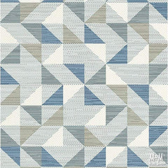 Blue Prisma Triangles polypropylene rug with geometric triangle pattern, Belgian-made home decor accent.