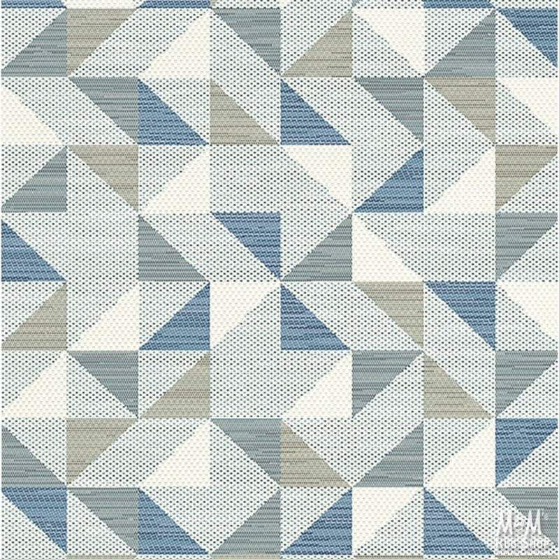 Blue Prisma Triangles polypropylene rug with geometric triangle pattern, Belgian-made home decor accent.