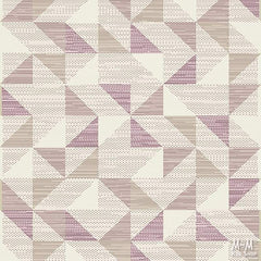 Pink polypropylene Prisma Triangles rug by Belgium with geometric triangle pattern on a flat surface.