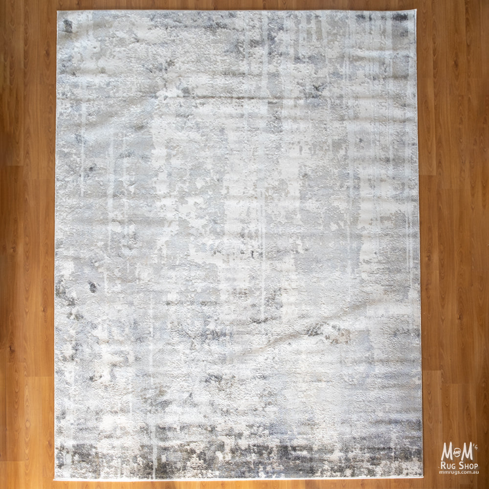 Turkish Raj Grey polyester pile rug with soft, plush texture and subtle grey tones, perfect for modern home decor.