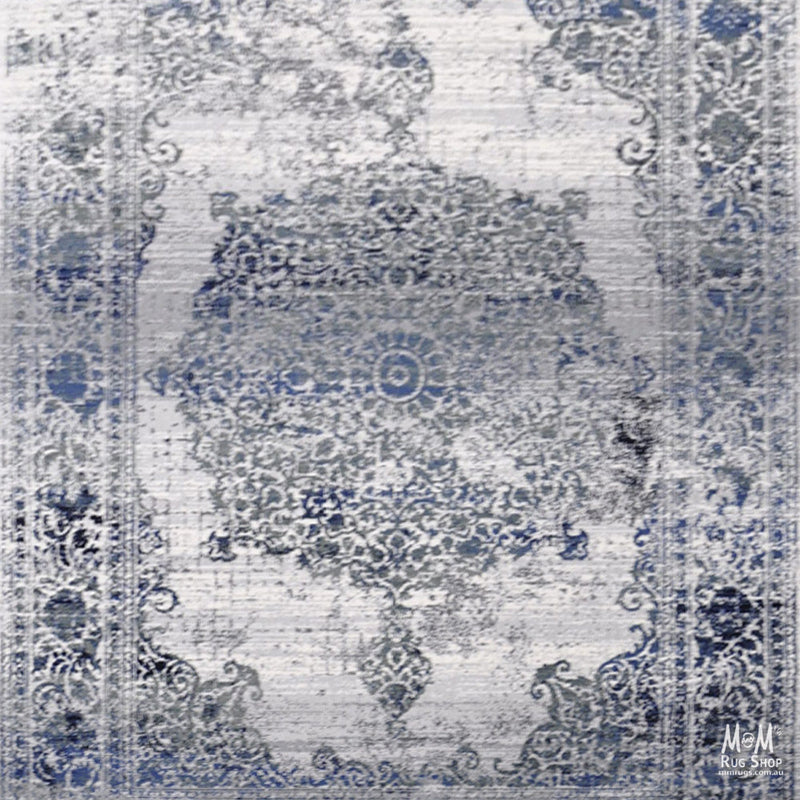 Rimini Medallion Grey Fixed Runner-zoom-