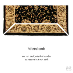Australian Runner Mitre Ends for rugs, showing the precise mitre corner detail in a natural fabric finish.