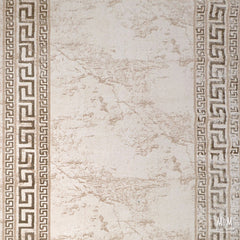 Turkish Swiss Border polyester pile rug with intricate border design, showing detailed textile pattern and rich texture.