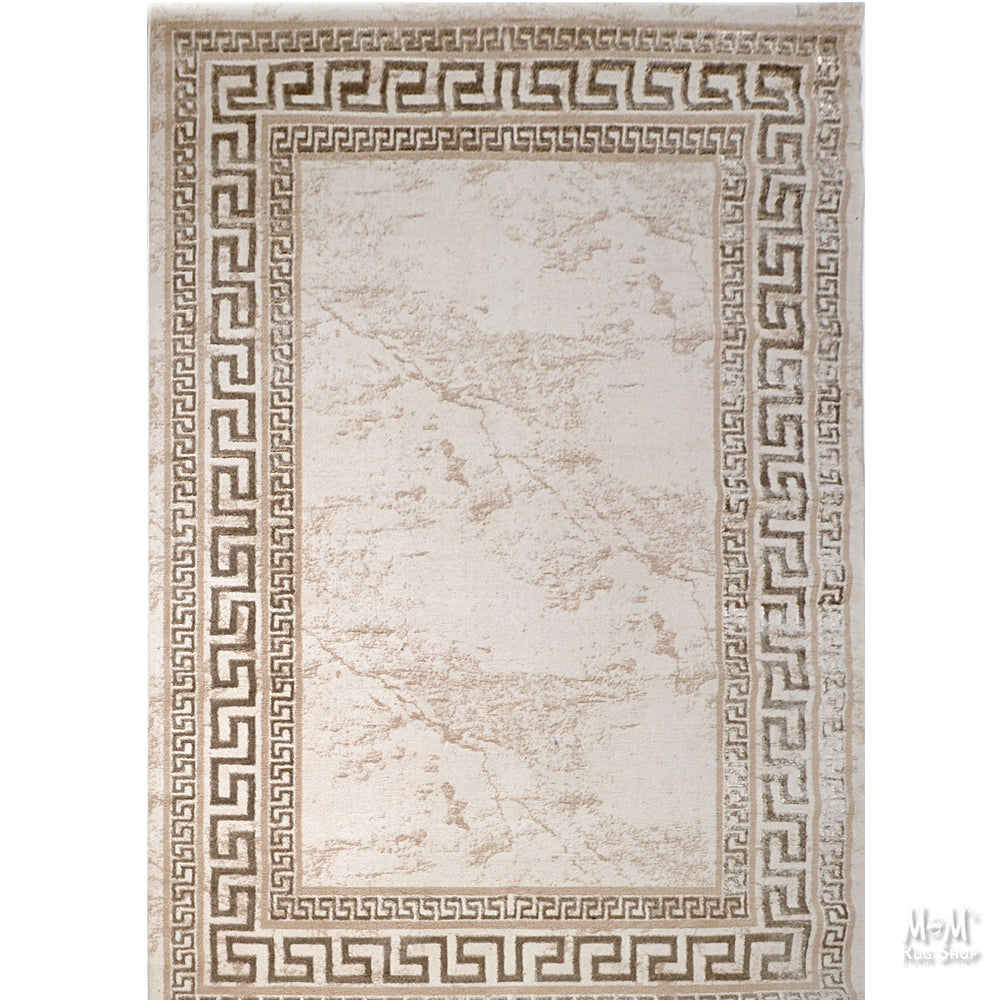 Turkish Swiss Border polyester pile rug with intricate border design, showcasing detailed patterns and rich textures.