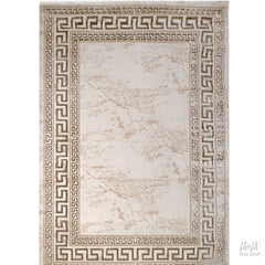 Turkish Swiss Border polyester pile rug with intricate border design, showcasing detailed patterns and rich textures.