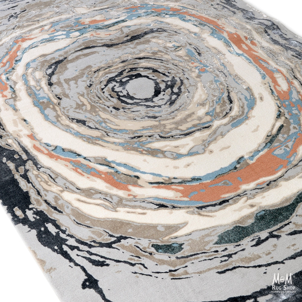 Close-up of Swiss Thumb polyester pile rug showcasing its textured pattern and soft, durable fibers from Turkey.