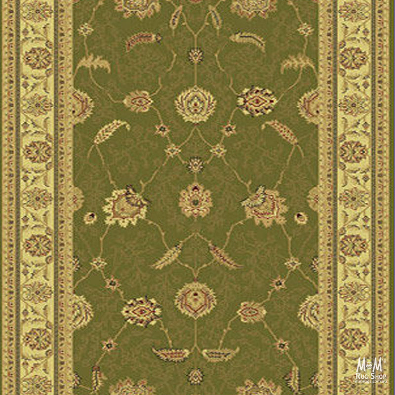 Tavernelle Traditional Green Fixed Runner-zoom-