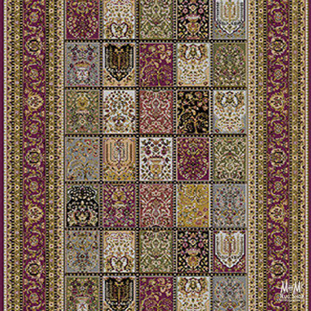 Verona Panel Red Runner rug made of heat set polypropylene, 80 cm wide, featuring a vibrant red pattern from Turkey.