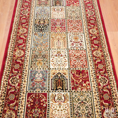 Red Verona Panel Runner made of heat set polypropylene, 80 cm wide, Turkish-made fabric for stylish hallway or table decor.
